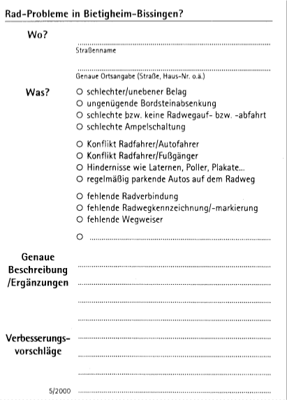 Postkarte Rad-Probleme in Bietigheim-Bissingen